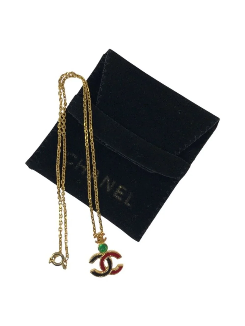 Chanel Vintage CC Logo Gold Multicolor Plated Necklace